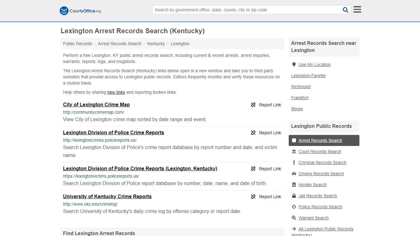 Arrest Records Search - Lexington, KY (Arrests & Mugshots) - County Office